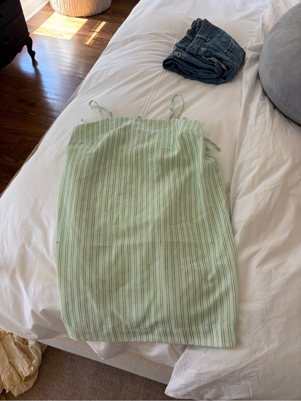 Old Navy Light Green Striped Mini Dress